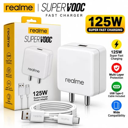 realme 125W SuperVOOC Fast Charger Power Adapter with Type-C Cable