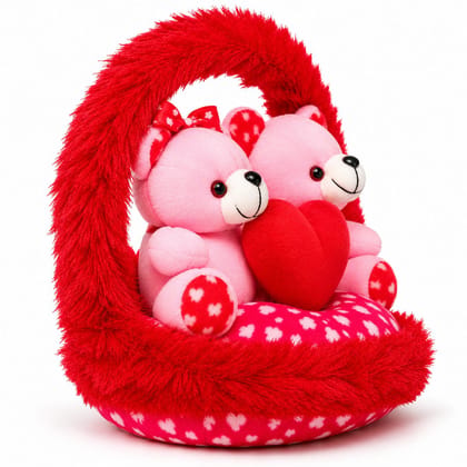 Couple Love Teddy Bears in Heart Basket – Romantic Gift for Couples Couple Love Teddy Bears in Heart Basket – Romantic Gift for Couples