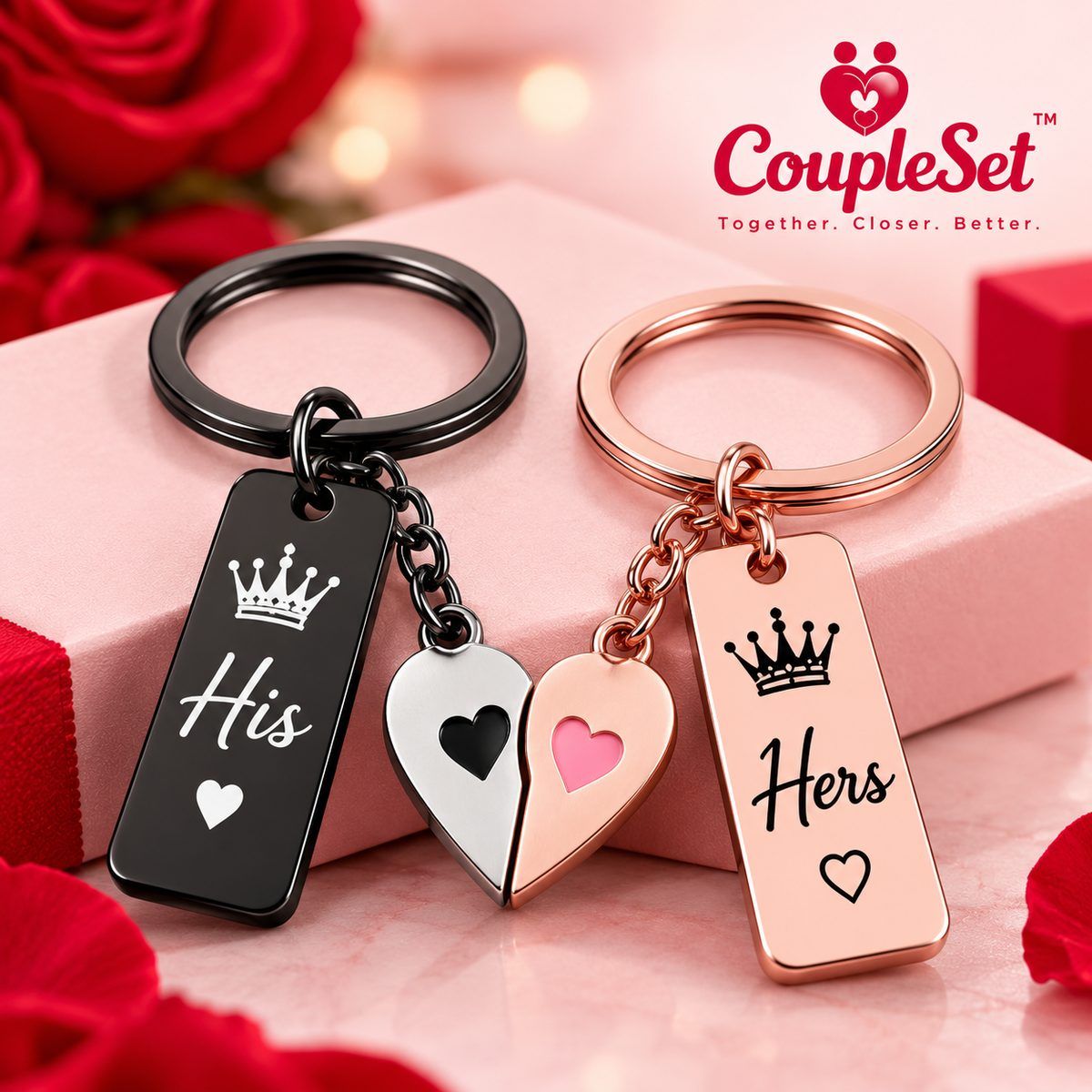 His & Hers Couple Keychain Set – Matching Keychains for Couples