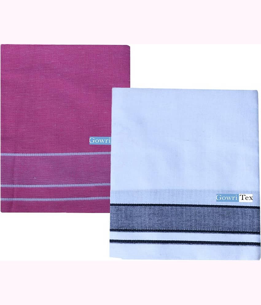 GOWRI TEX Cotton Blend Men's Dhoti Multicolor ( Pack of 2 )
