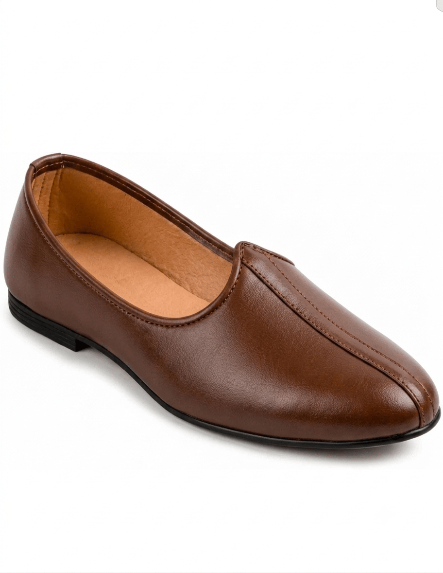 Men's Brown Ethnic Mojari Jutti Slip-On Shoes