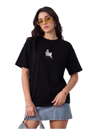 Black Oversized T Shirt for Women Gamer Skeleton Graphic Streetwear Fashion Black Oversized T Shirt for Women Gamer Skeleton Graphic Streetwear Fashion