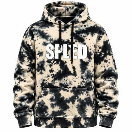 Black & Cream Tie-Dye Oversized Hoodie – SPL1ED Print