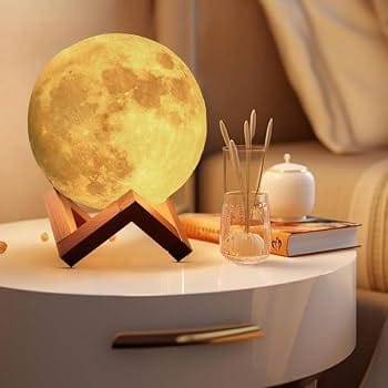  3D Moon Lamp with Realistic Lunar Surface and Warm LED Light Multiple use for Home Decor, Room Decor, Desk Decor