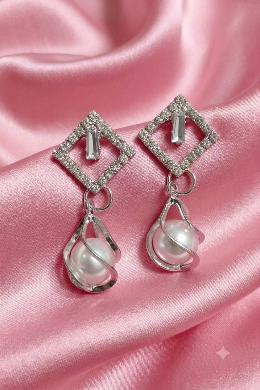 Classic Geomertric Silver Stud Earrings