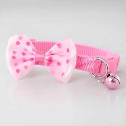 Pack of 2 Dog & Cat 10MM Cute Bow-Tie Nylon Adjustable Collar with Bell | Multicoloured Collar for Small Dogs, Puppies, Cats & Kittens (Original)