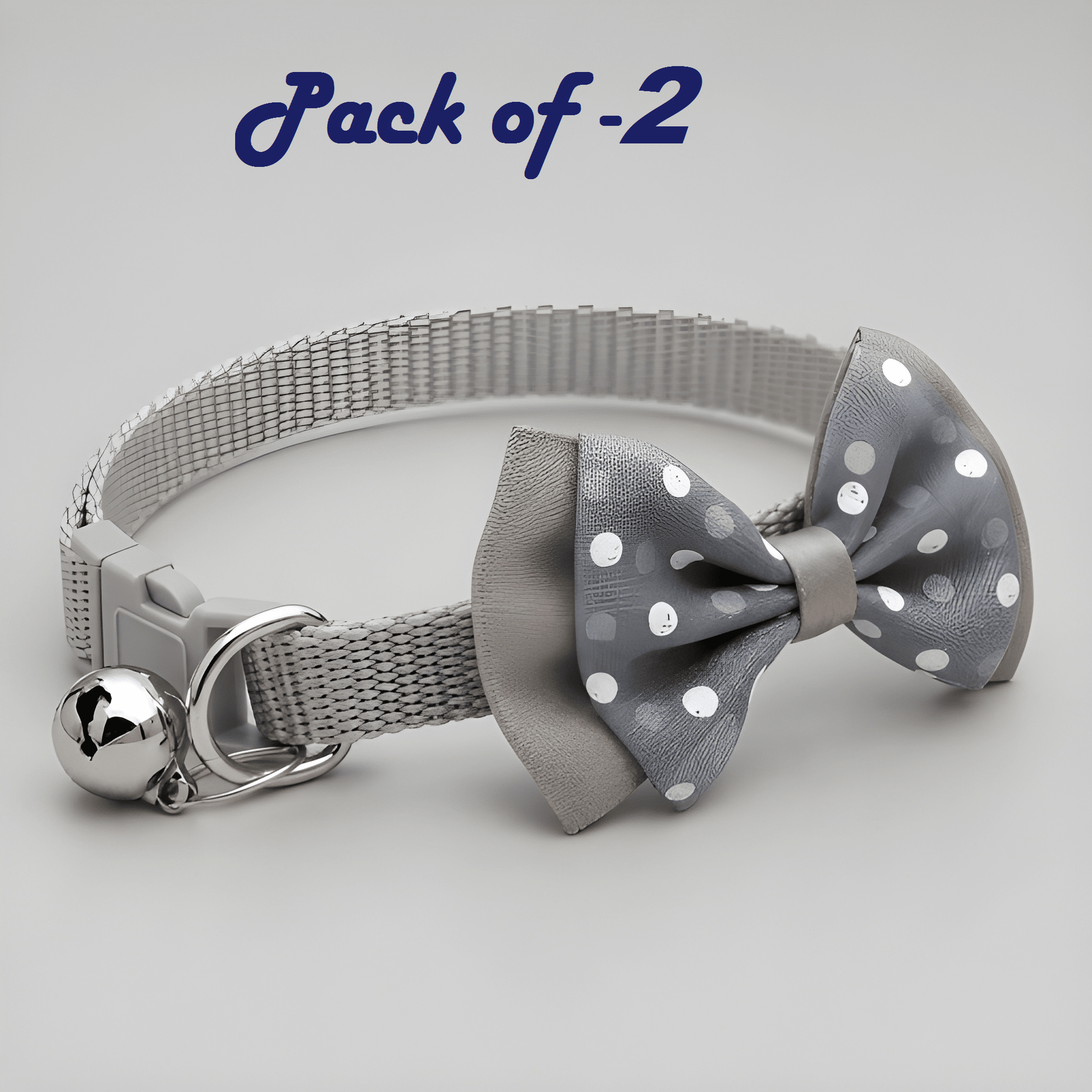 Pack of 2 Dog & Cat 10MM Cute Bow-Tie Nylon Adjustable Collar with Bell | Multicoloured Collar for Small Dogs, Puppies, Cats & Kittens (Original)