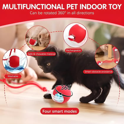 WUGO Interactive Pet Toys Ball – Smart Rolling LED Ball | Automatic & USB Rechargeable Motion Activated Pet Toy for Dogs, Cats, Kittens & Puppies | Exercise, Training & Fun (Original)
