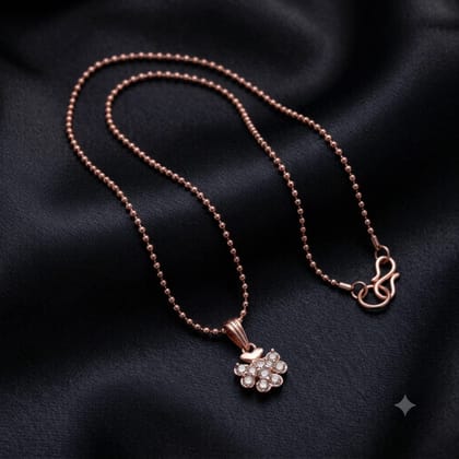 Rose Gold Floral Cubic Zirconia Pendant Ball Chain Necklace for Women Rose Gold Floral Cubic Zirconia Pendant Ball Chain Necklace for Women