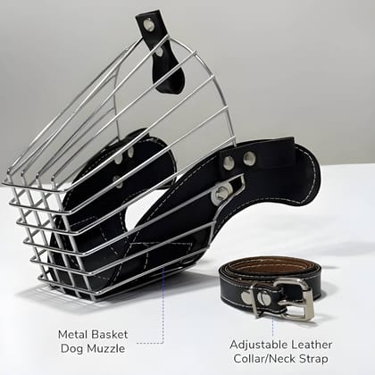 Wire Dog Muzzle for German Shepherd & Medium Large Dogs | Adjustable Durable Metal Basket for Biting, Chewing & Barking Control (Original)