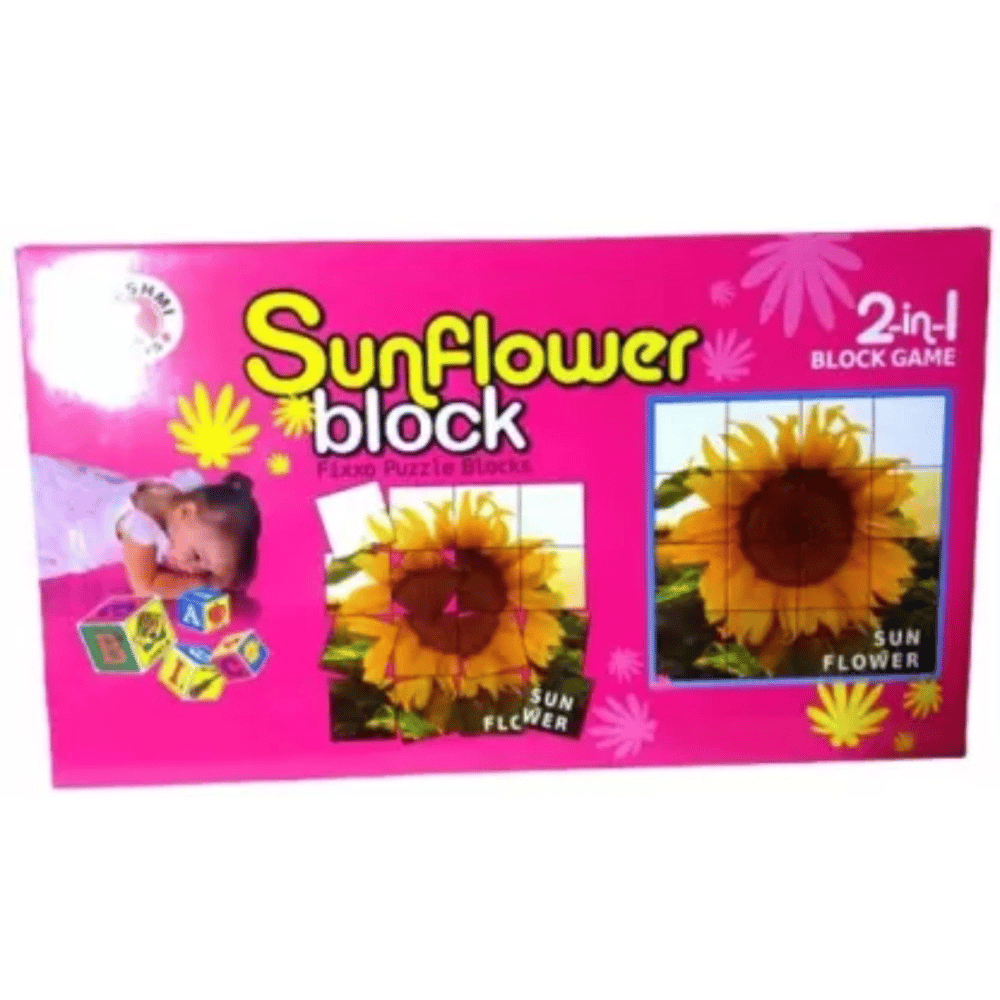 2 in 1 sun flower puzzle and blocks cardboard educational toys 3 years assorted pid52103