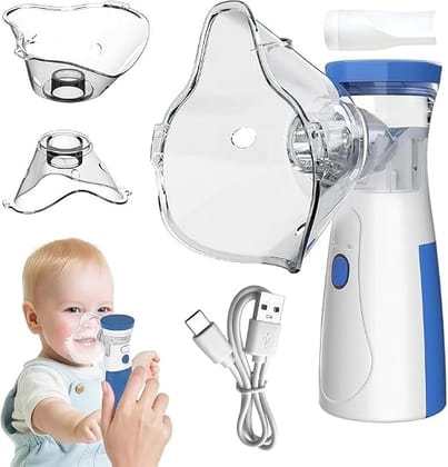 Portable Handheld Mesh Nebulizer Machine for Kids Adults, Quiet Nebulizer with 2 Masks & Mouthpiece