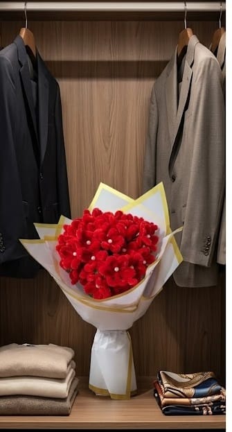 Handmade Red Pipe Cleaner Flower Bouquet with Pearls