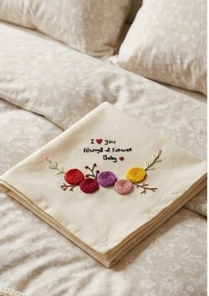 Personalized Embroidered Birthday & Love Message Hanky with 2025 July Calendar & Beads Personalized Embroidered Birthday & Love Message Hanky with 2025 July Calendar & Beads