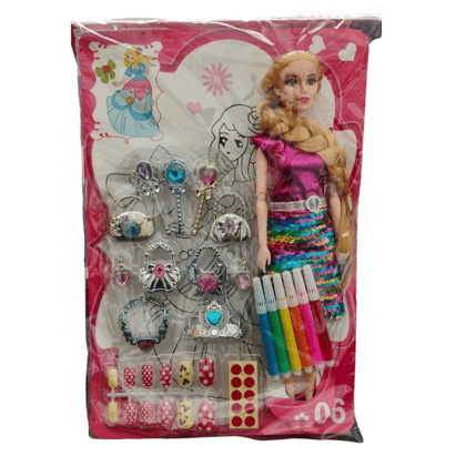 barbie doll with jewellery set rubber toys 1 years assorted pid52328