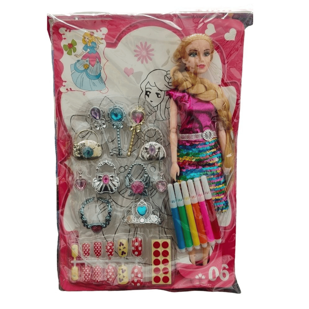 barbie doll with jewellery set rubber toys 1 years assorted pid52328
