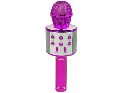 Wireless Microphone USB Speaker Karaoke Model WS-858 Pink