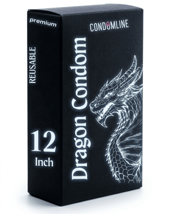 Premium Dragons Condom, 12 big man Inch, Silicone, Natural Color, Extra Pleasure, Textured, Unflavoured, for Men