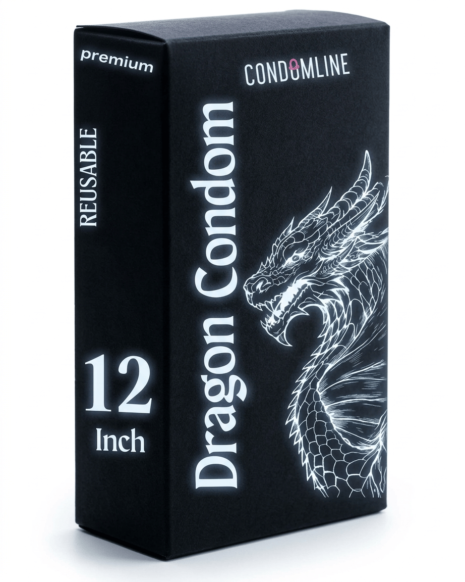 Premium Dragons Condom, 12 big man Inch, Silicone, Natural Color, Extra Pleasure, Textured, Unflavoured, for Men