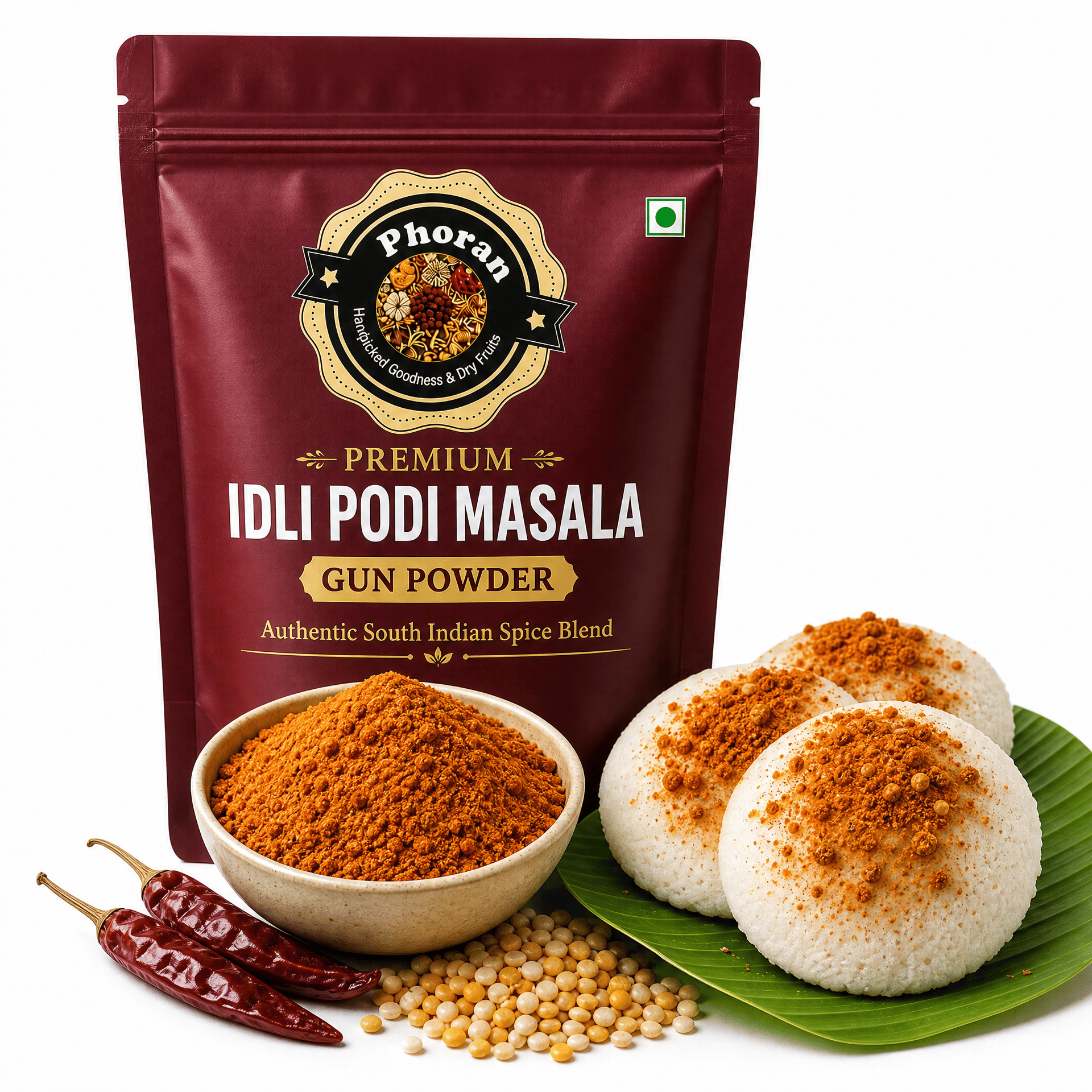 Phoran Premium Idli Podi Masala - South Indian Gun Powder | Idli, Dosa & Uttapam spice l TasteMaker