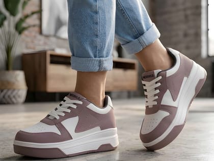 WUGO Women Stylish Casual Sneakers | Lightweight Comfortable Walking & Sports Shoes | Trendy Lace-Up Daily Wear Footwear for Travel, Gym & Outdoor Activities