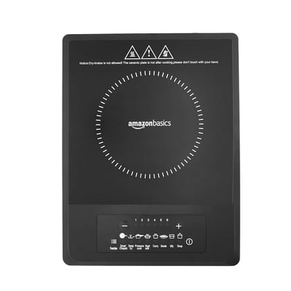 1300 Watt Induction Cooktop| 6 Stage Power Settings | Made of Crystal Glass Plate with premium Finish| Black