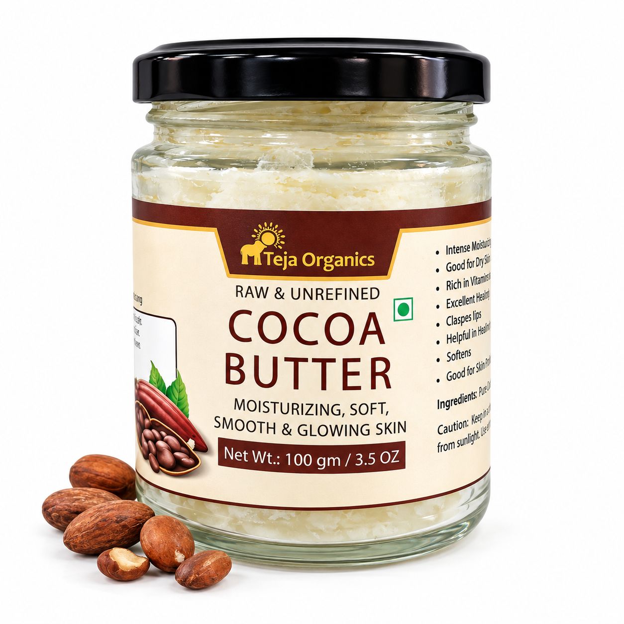 Cocoa Butter 100g | Deep Moisturizing Body Butter | Skin Repair, Stretch Mark Care, Soft & Smooth Skin | Rich Hydration | No Parabens, No Sulphates