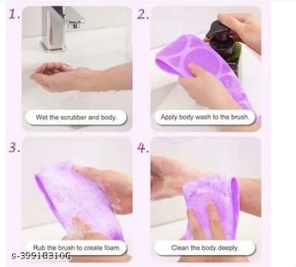 Silicone Bath Body Scrubber & Back Cleaning Massage Brush | Flexible Body Shower Scrubber
