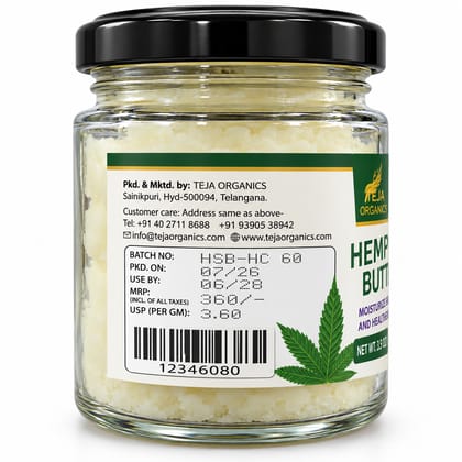 Hemp Seed Butter 100g | Deep Moisturizing Body Butter | Skin Nourishment, Dry Skin Repair, Soft & Smooth Skin | Rich Hydration | No Parabens, No Sulphates