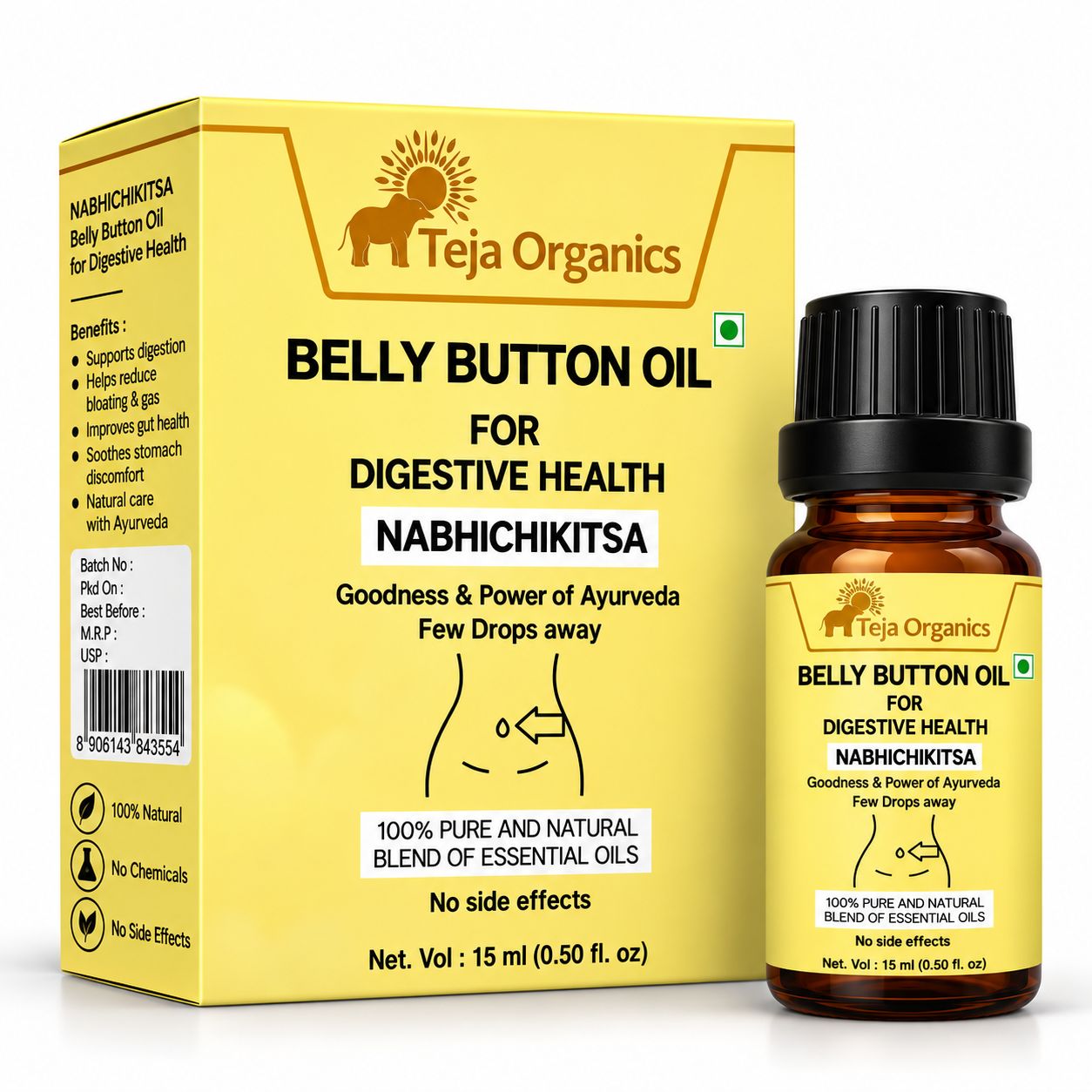 Belly Button Oil for Digestive Health 15 ml | Nabhi Oil Herbal Blend | Supports Digestion |  Abdominal Relaxation