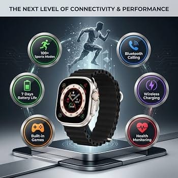 T800 Ultra Smart Watch for Men & Women | Bluetooth Calling, HD Touch Display, Heart Rate Monitor, Sleep Tracking