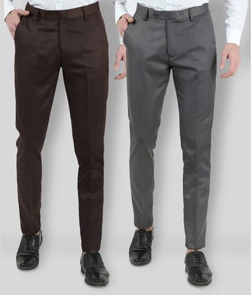 VEI SASTRE - Multicolored Polycotton Slim - Fit Men's Formal Pants ( Pack of 2 )