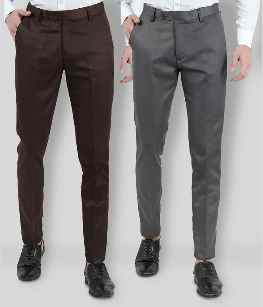 VEI SASTRE - Multicolored Polycotton Slim - Fit Men's Formal Pants ( Pack of 2 )