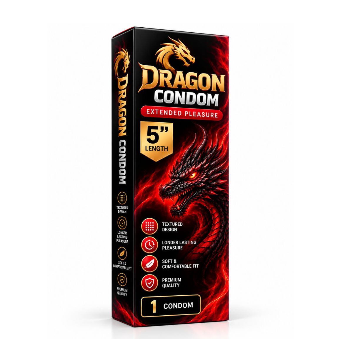Dragon Single Pack Condom – 5 Inch Textured Type