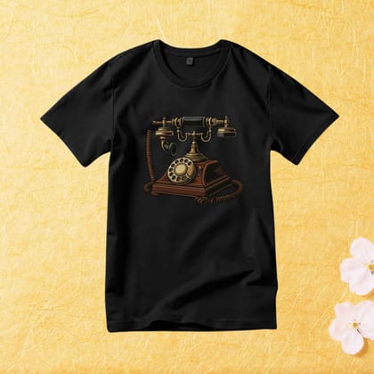 Trishoolin Vintage Rotary Phone Theme T-Shirt | Design 20126MB | Cotton Regular Fit | Crew Neck / Round Neck Half Sleeve | Pack of 1