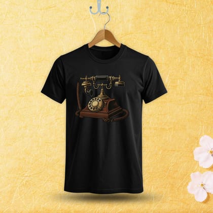 Trishoolin Vintage Rotary Phone Theme T-Shirt | Design 20126MB | Cotton Regular Fit | Crew Neck / Round Neck Half Sleeve | Pack of 1