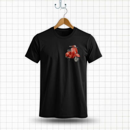 Trishoolin Vintage Red Scooter Theme T-Shirt | Design 20146MB | Cotton Regular Fit | Crew Neck / Round Neck Half Sleeve | Pack of 1