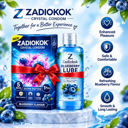 ZADIOKOK 5 Inch Extra Dotted Crystal Condom Reusable Condom with 100 ml Blueberry Lube Combo
