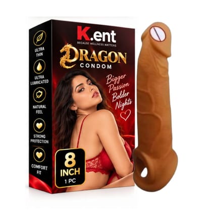 8 Inch Dragon Condom | Unique Silicone Novelty | Fantasy Dragon Accessory | Distinctive Adult Collection Product