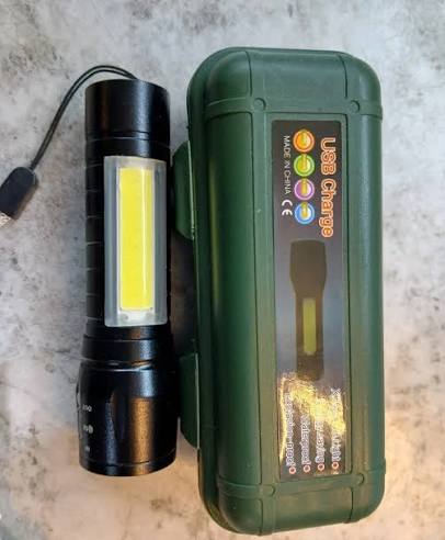 Rechargeable LED Flashlight Torch Metal Mini COB Side Light
