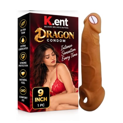 9 Inch Dragon Condom | Silicone Fantasy Dragon Toy | Detailed Dragon Adult Novelty | Reusable Textured Silicone Accessory | Mythical Design