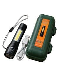 Rechargeable LED Flashlight Torch Metal Mini COB Side Light with USB Charging