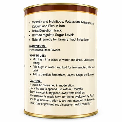 Banana Stem Powder | 100% Natural Superfood | Source of Dietary Fiber | Facilitates Bowel Movement | Home Remedy For Constipation | Supports Daily Nutrition & Wellness