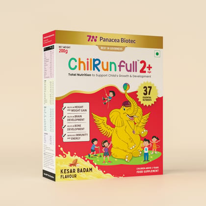ChilRun Full 2+, Health and Nutrition Drink, Kesar Badam 200g, Box. Total Nutrition For Children’s Growth, Supports Weight & Height Gain, Immune Function & Brain Development. ChilRun Full 2+, Health and Nutrition Drink, Kesar Badam 200g, Box. Total Nutrition For Children’s Growth, Supports Weight & Height Gain, Immune Function & Brain Development.