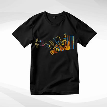 Trishoolin "Rhythm & Melody" Music & Dance Theme Graphic T-Shirt | Design 70020MB | Cotton Regular Fit | Crew Neck / Round Neck Half Sleeve | Pack of 1