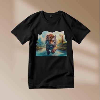 Trishoolin Tiger in the Wild Theme T-Shirt | Design 80118MB | Cotton Regular Fit | Crew Neck / Round Neck Half Sleeve | Pack of 1