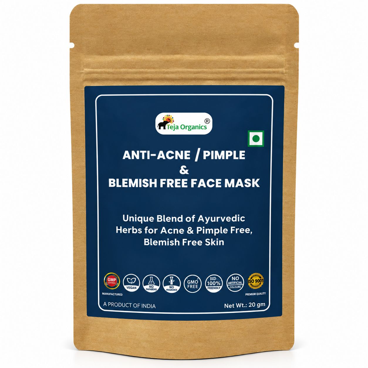 Anti-Acne/Pimple & Blemish Free Face Mask | Unique Blend of Ayurvedic Herbs for Acne & Pimple Free, Blemish Free Skin (Pack of 3)