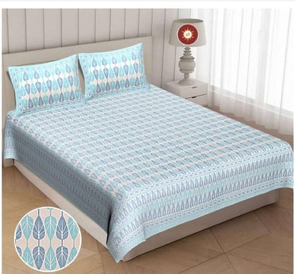 DHRUVINSRI Pure Cotton Hand Block Print King Size Bedsheet Set | 120x120" | 2 Pillow Covers-3 Pcs Set