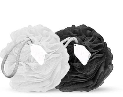Elecsera Bath Shower Sponge Loofah, Mesh Pouf Shower Ball, Mesh Bath and Shower Sponge Black & White - Body Care - Loofah and Other Tools | Buy online on ZillyBuy