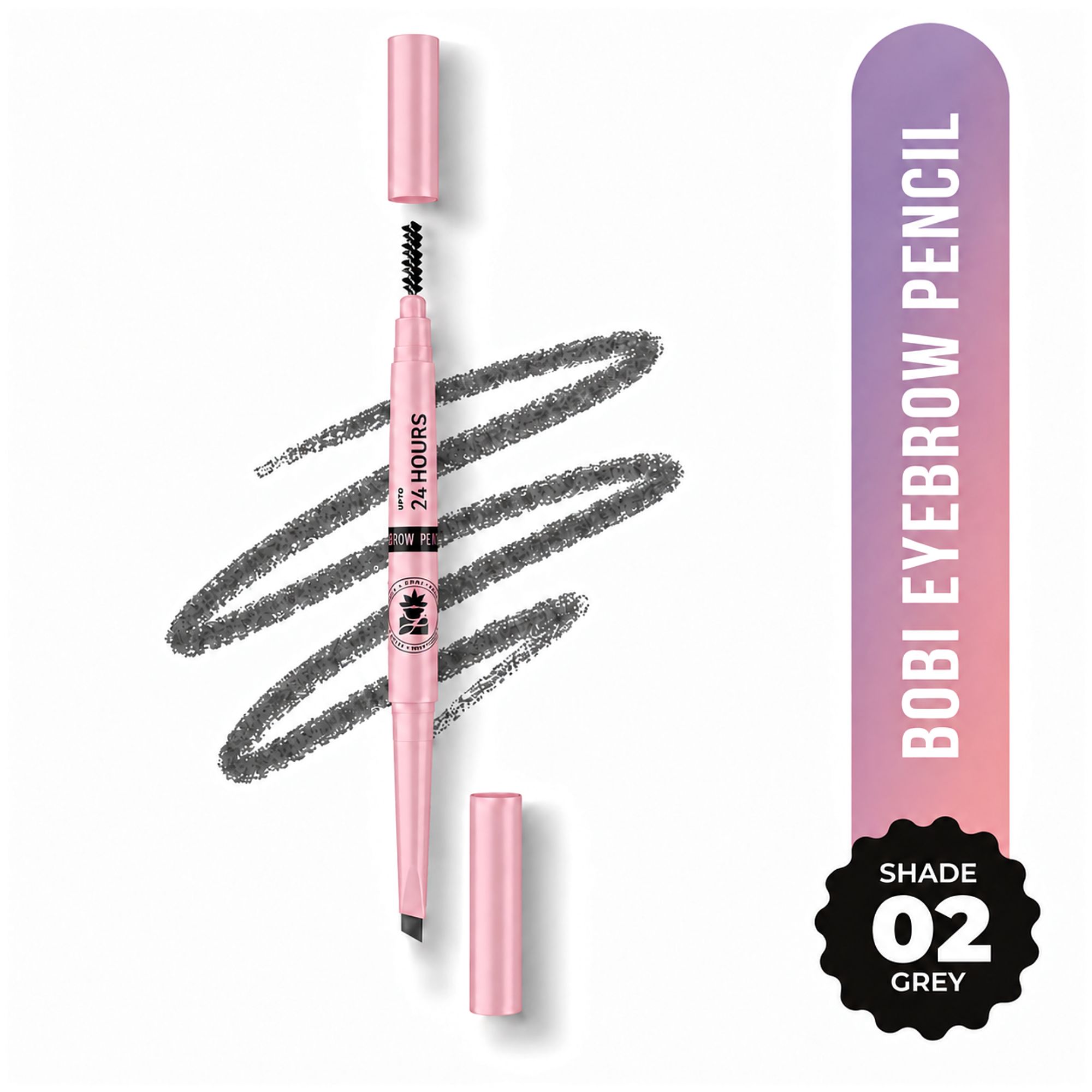 BOBI Eyebrow Pencil Grey | Waterproof Smudgeproof Finish | Built-In Spoolie Brush | Long Lasting Smooth Texture | Paraben-Free Cruelty-Free | Precision Brow Definer-5gm